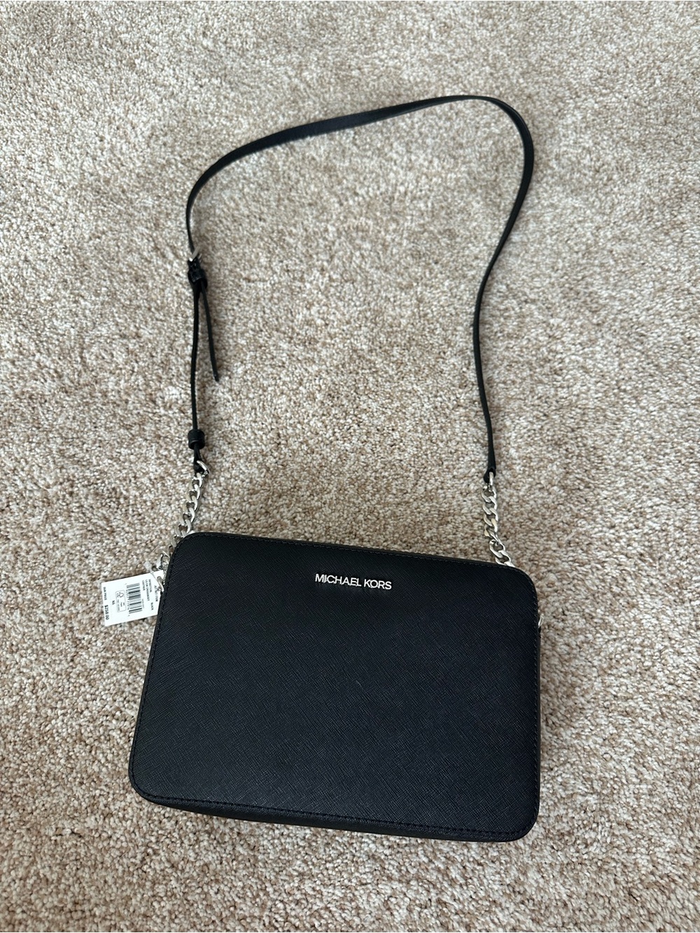 Michael Kors Black Leather Chain-Strap Crossbody Bag